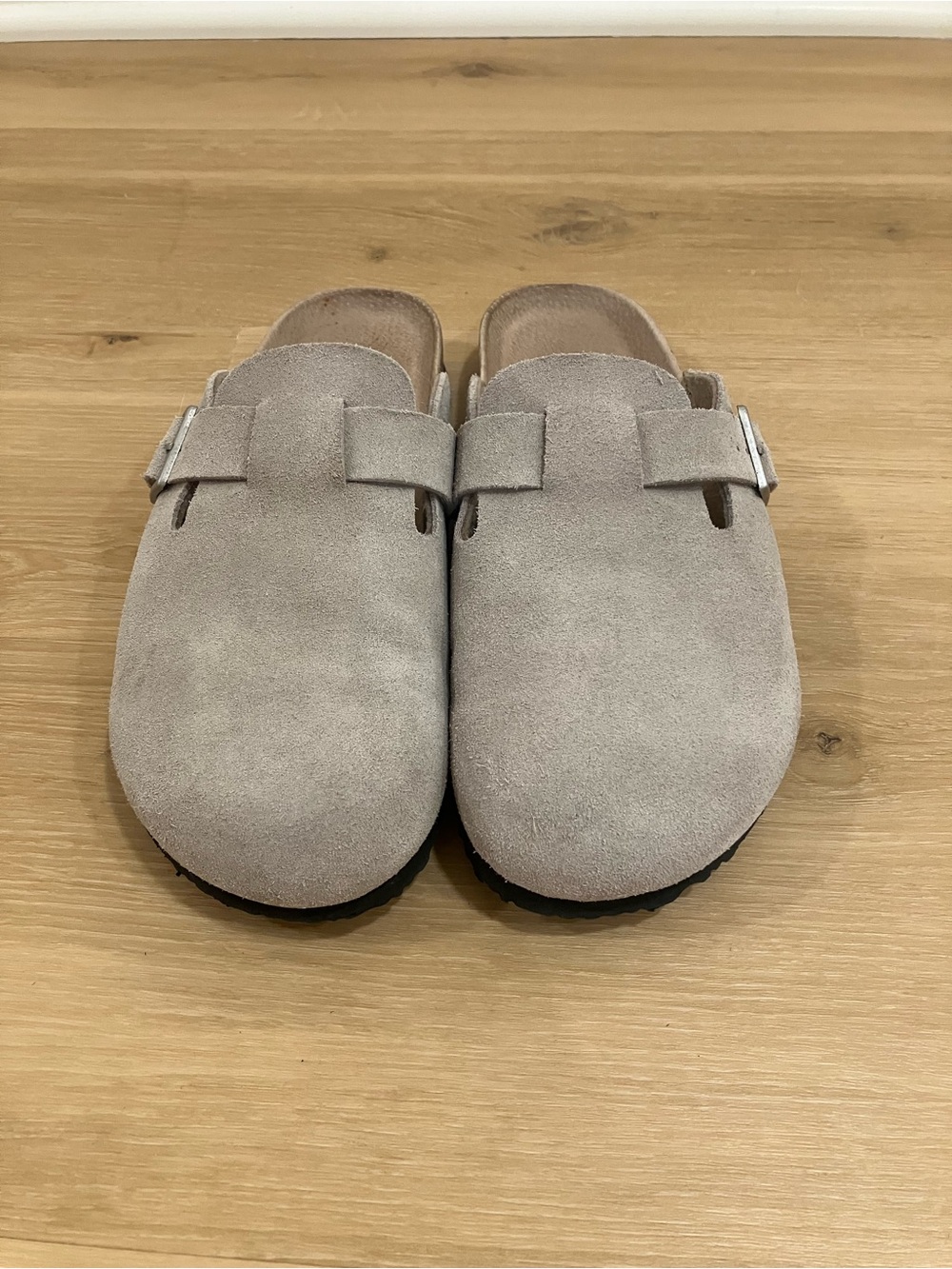 Serra Taupe Suede Slip-On Clogs